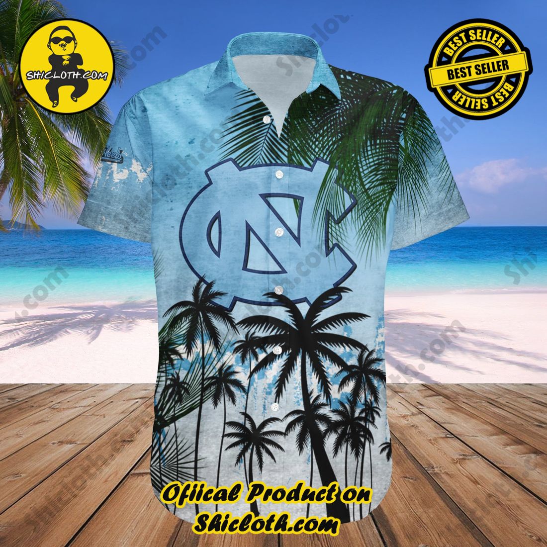 NCAA North Carolina Tar Heels Hawaiian Shirt Palm Leaves Practical