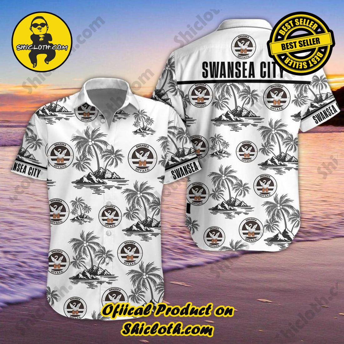 NEW COLLECTION OFFCIAL Hawaiian Shirt And Short in Shicloth 2 Swansea City FC EPL Palm Tree Hawaiian Shirt And Short