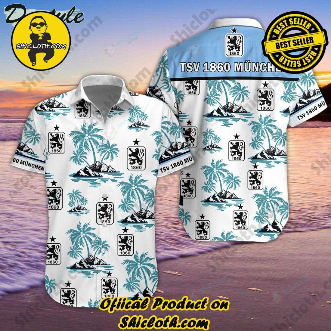 TSV 1860 Munchen DFL Palm Tree Hawaiian Shirt And Short