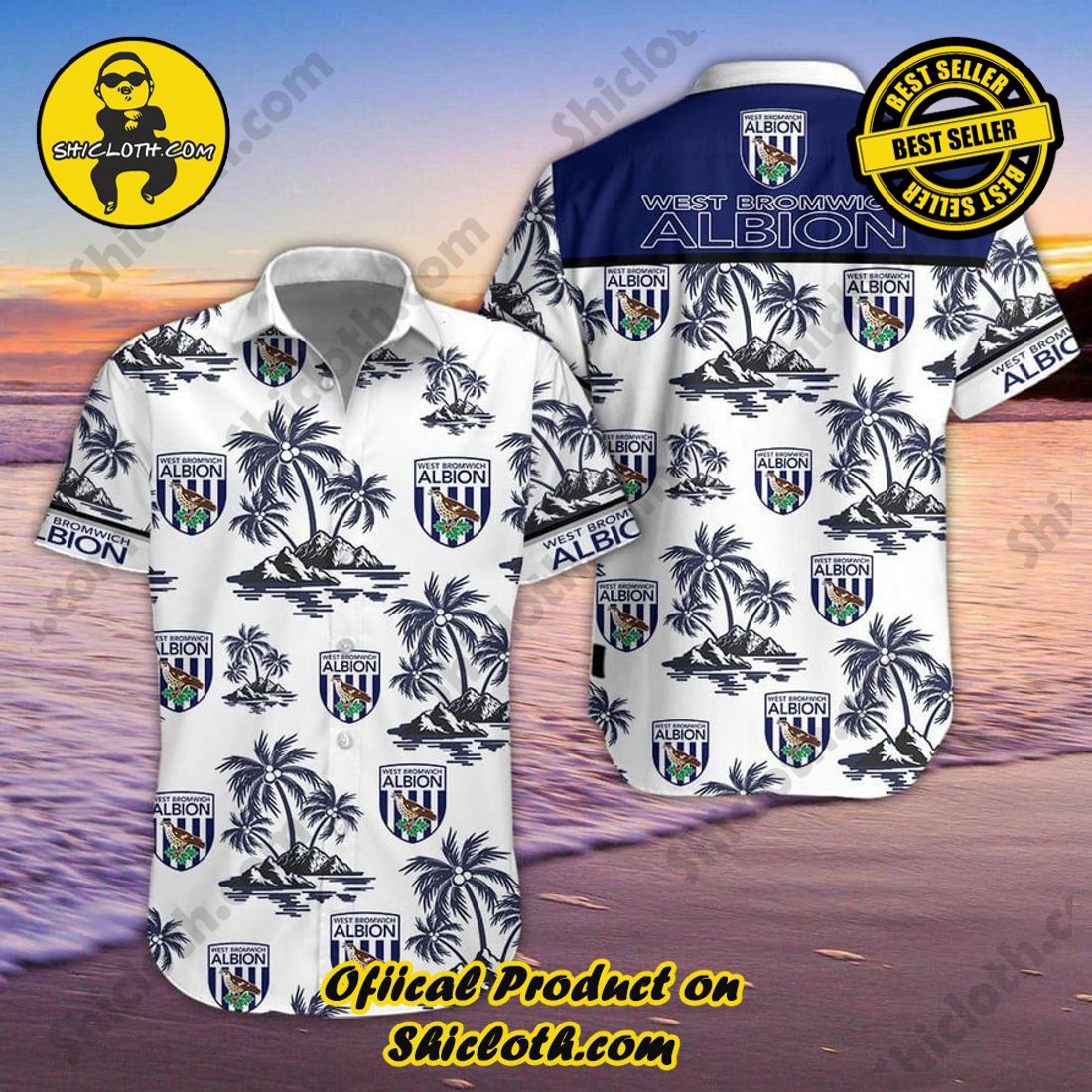NEW COLLECTION OFFCIAL Hawaiian Shirt And Short in Shicloth 6 West Bromwich Albion FC EPL Palm Tree Hawaiian Shirt And Short