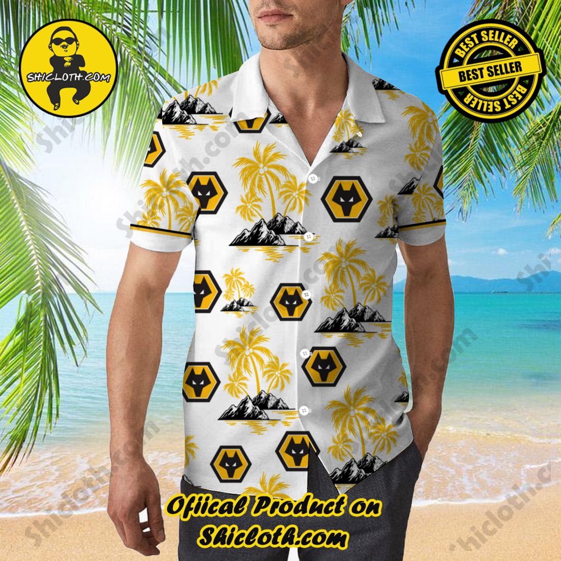 NEW COLLECTION OFFCIAL Hawaiian Shirt And Short in Shicloth 10 Wolverhampton Wanderers FC EPL Palm Tree Hawaiian Shirt And Short