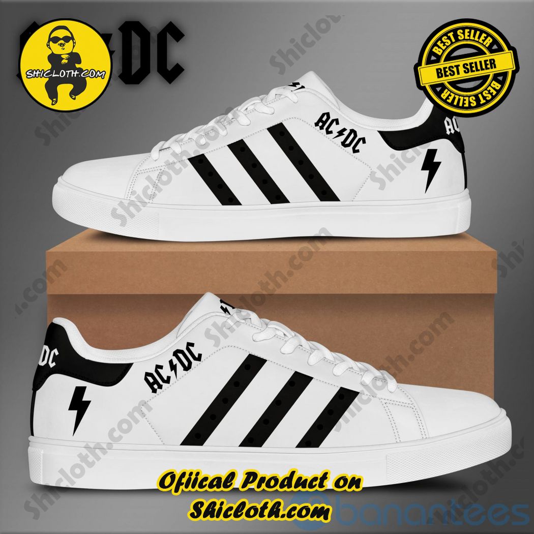 Abba Dancing Queen White Striped Yellow Adidas Stan Smith Shoes - Shicloth