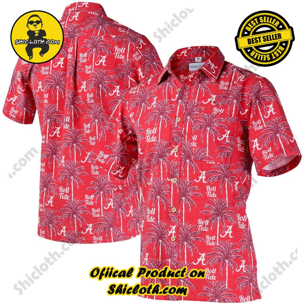 Alabama Crimson Tide Crimson Logo Floral Button-Up Hawaiian Shirt