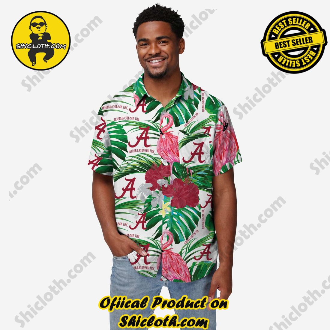 Top Trending Hawaiian Shirt And Short in Shicloth !!! 6 Alabama Crimson Tide Flamingo Button Up Shirt