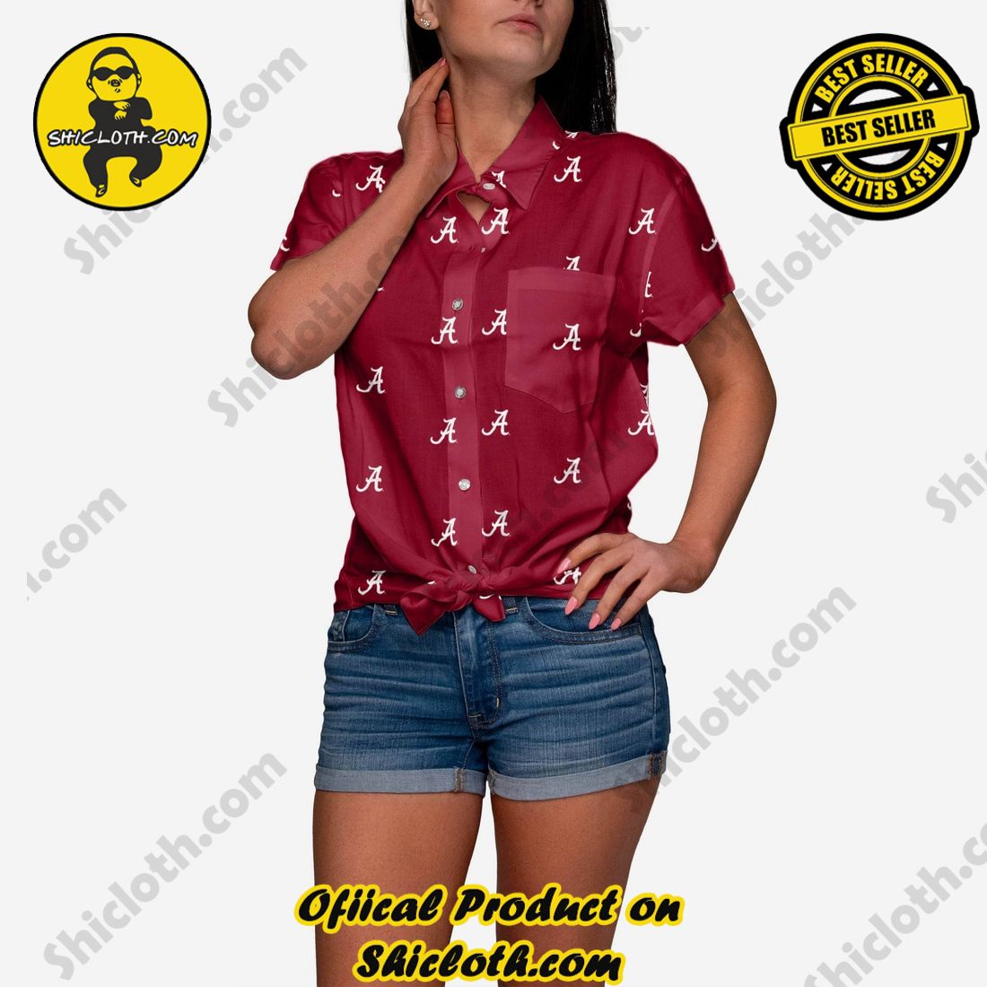  FOCO Alabama Crimson Tide NCAA Womens Logo Blast Button Up  Shirt - S : Sports & Outdoors