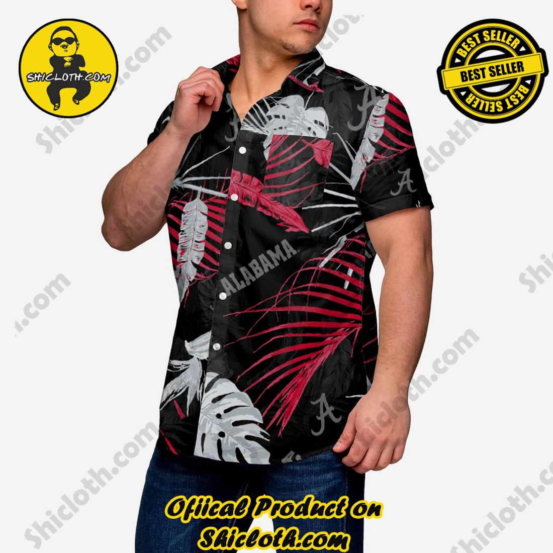 Top Trending Hawaiian Shirt And Short in Shicloth !!! 14 Alabama Crimson Tide Neon Palm Button Up Shirt