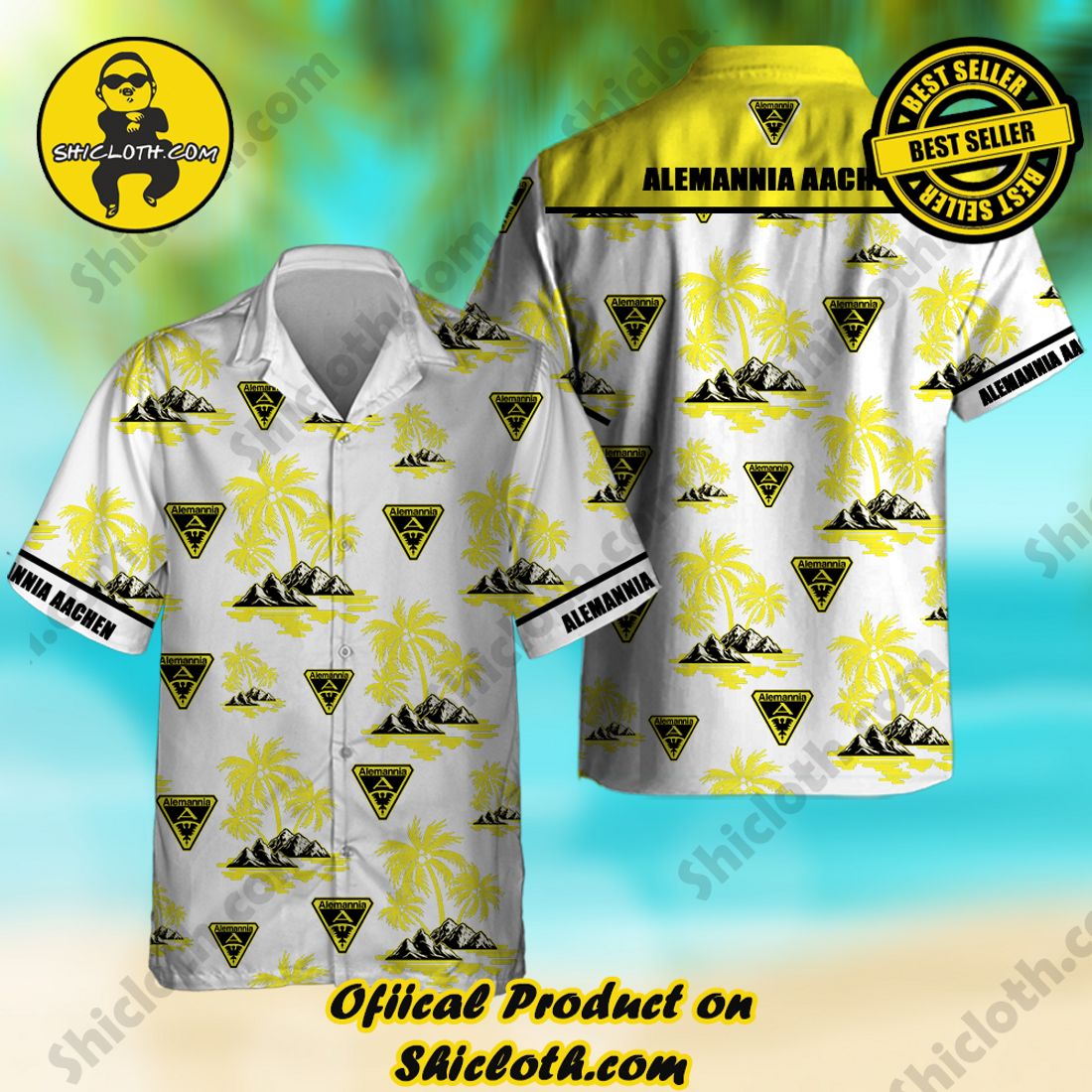 Alemannia Aachen DFL Palm Tree Hawaiian Shirt And Short