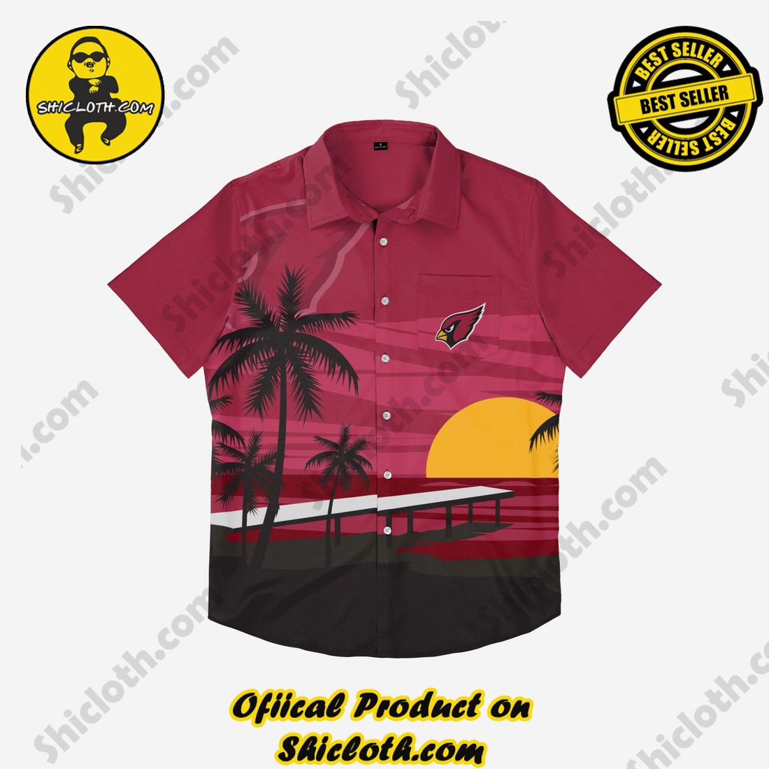 Arizona Cardinals Tropical Sunset Button Up Shirt 3 Arizona Cardinals Tropical Sunset Button Up Shirt - Image 3