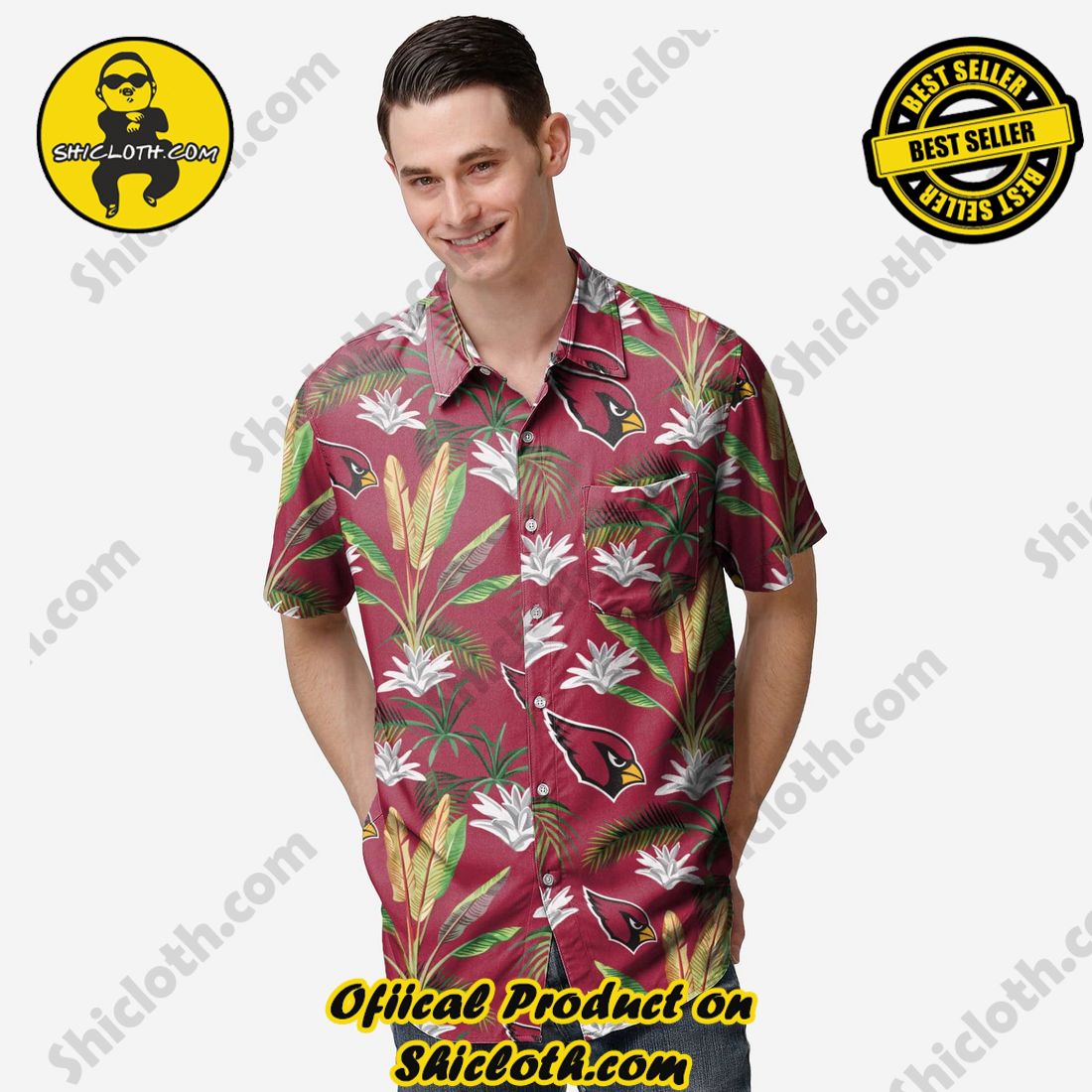 Arizona Cardinals Victory Vacay Button Up Shirt