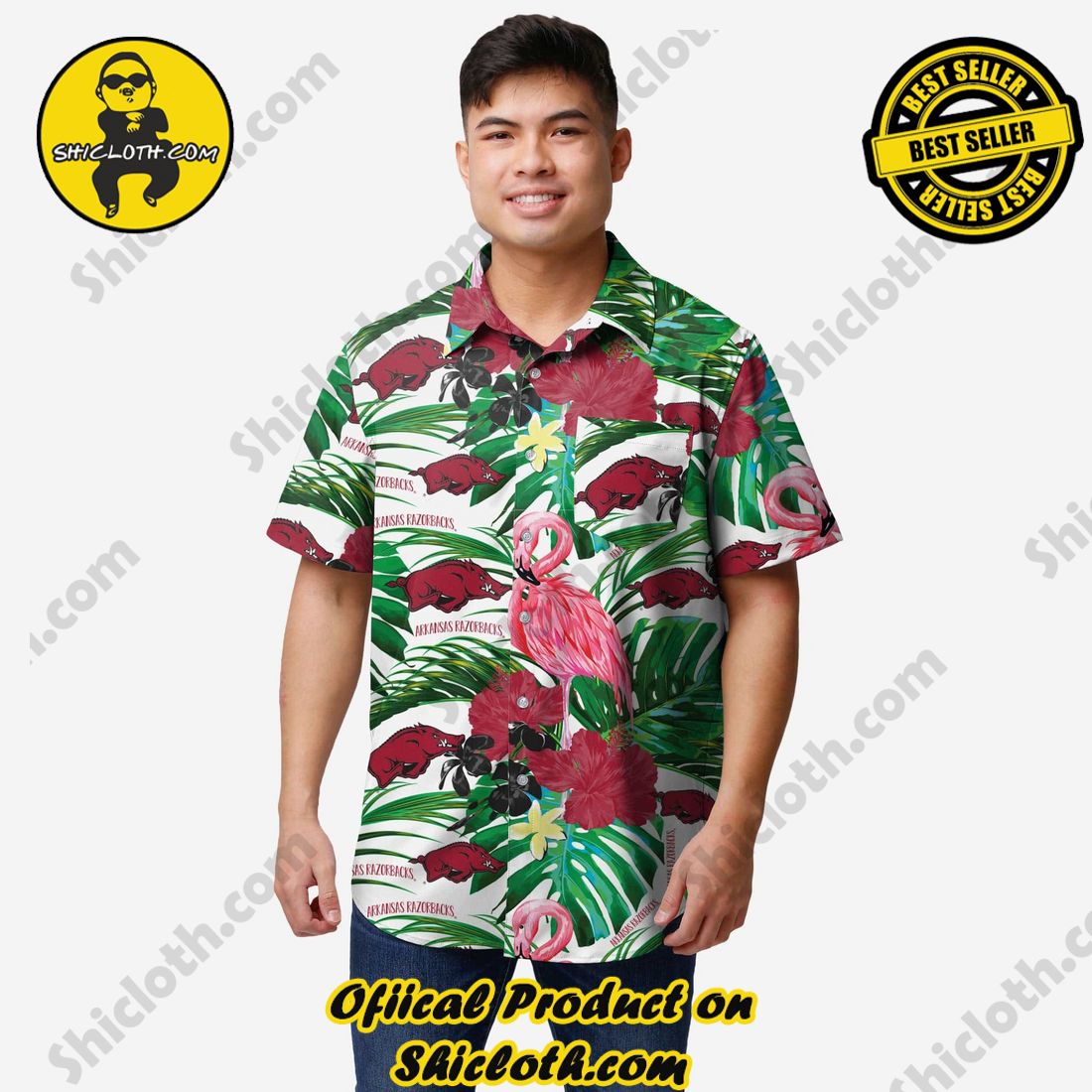 Top Trending Hawaiian Shirt And Short in Shicloth !!! 19 Arkansas Razorbacks Flamingo Button Up Shirt