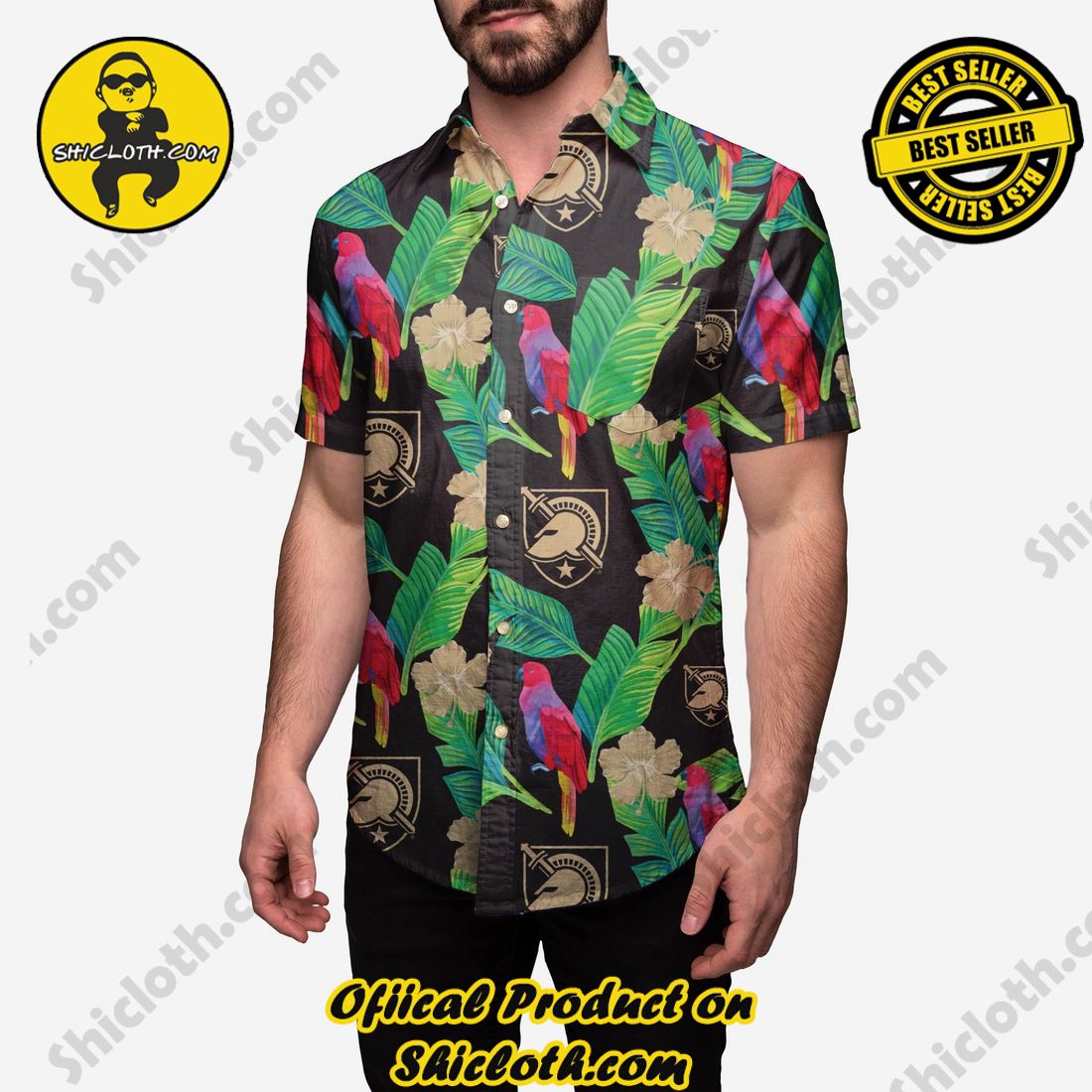 Top Trending Hawaiian Shirt And Short in Shicloth !!! 21 Army Black Knights Floral Button Up Shirt