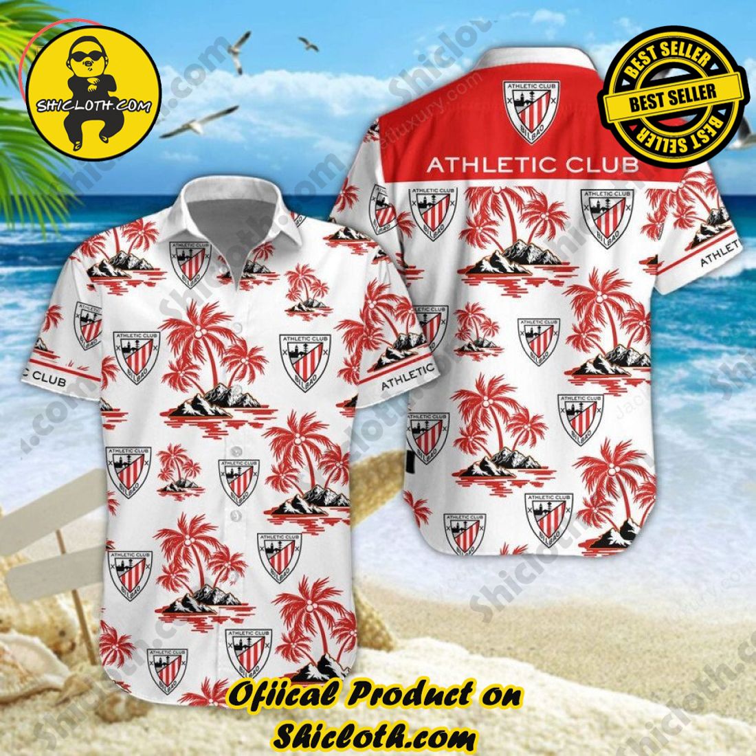Athletic Bilbao Laliga Palm Tree Hawaiian Shirt And Short