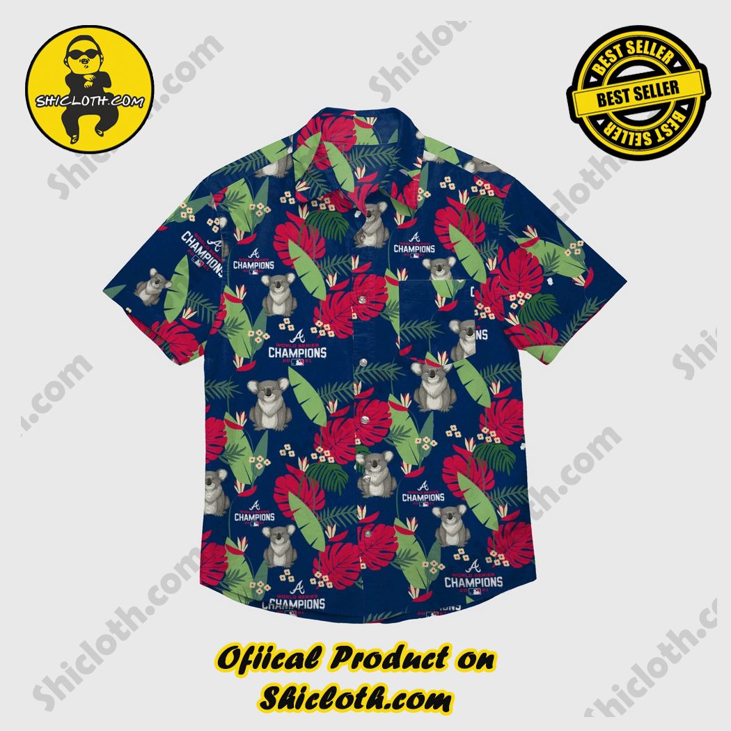 Atlanta Braves 2021 World Series Champions Floral Button Up Hawaiian Shirt