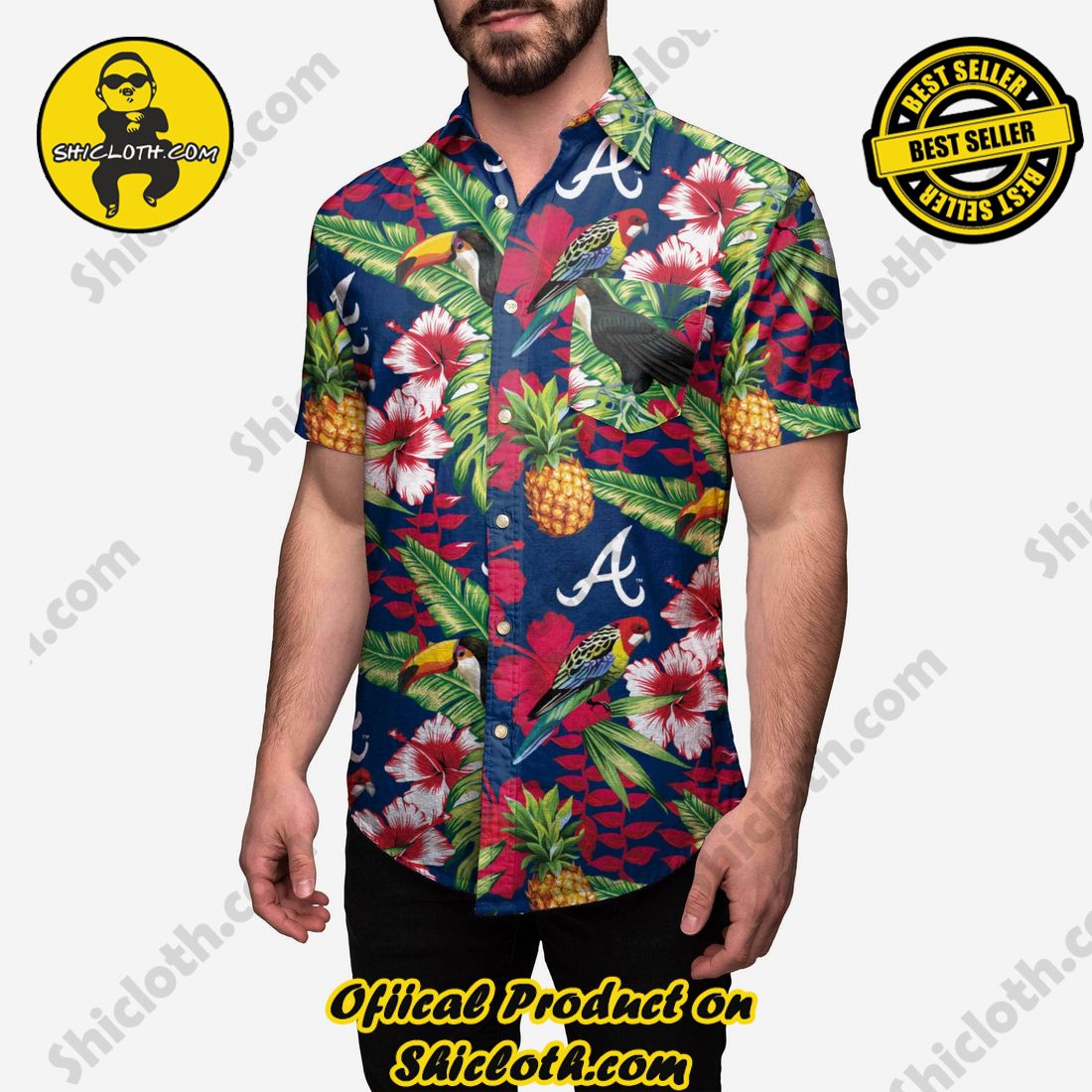 The Best Collection Hawaiian Shirt And Short in Shicloth !!! Buy it now 6 Atlanta Braves Floral Button Up Shirt