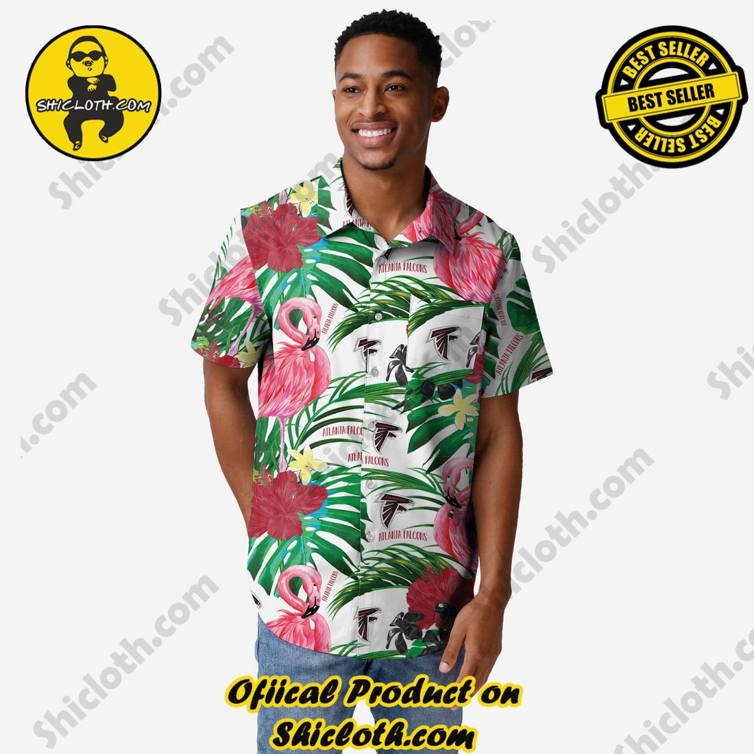 Atlanta Falcons Flamingo Button Up Shirt