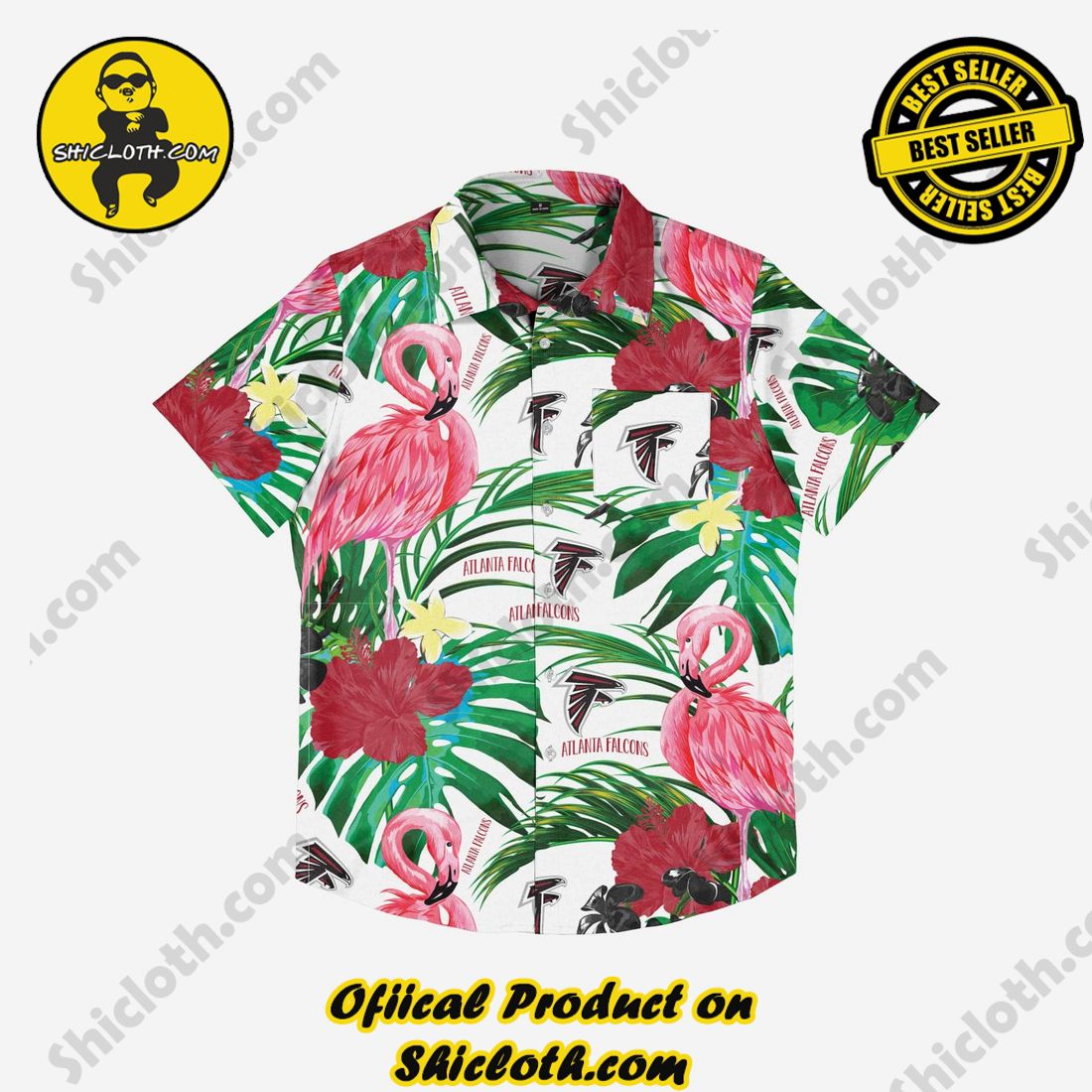 Atlanta Falcons Flamingo Button Up Shirt 3 Atlanta Falcons Flamingo Button Up Shirt - Image 3