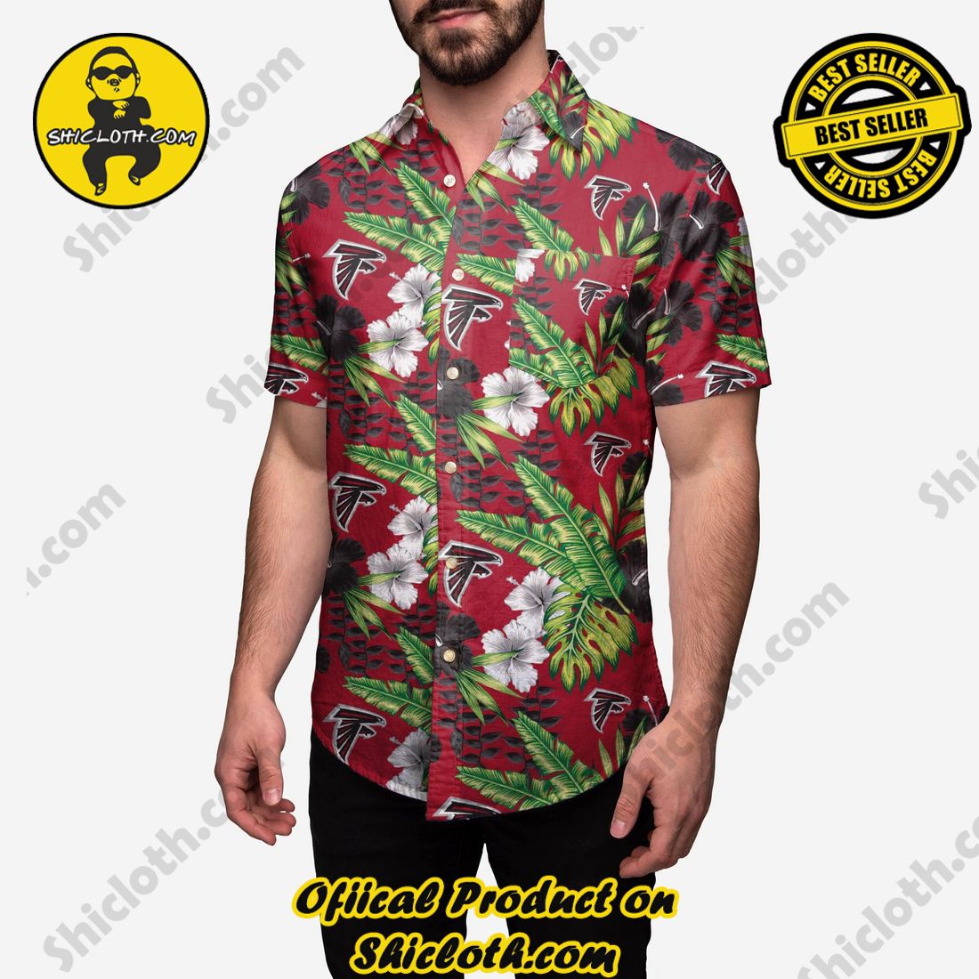 Atlanta Falcons Floral Button Up Shirt