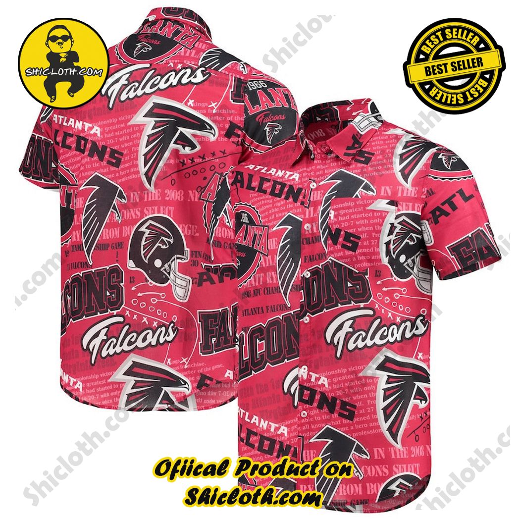 Atlanta Falcons Red Thematic Button-Up Hawaiian Shirt