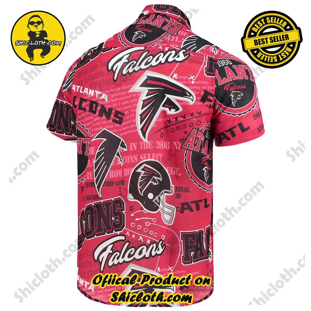 Atlanta Falcons Red Thematic Button-Up Hawaiian Shirt 3 Atlanta Falcons Red Thematic Button-Up Hawaiian Shirt - Image 3