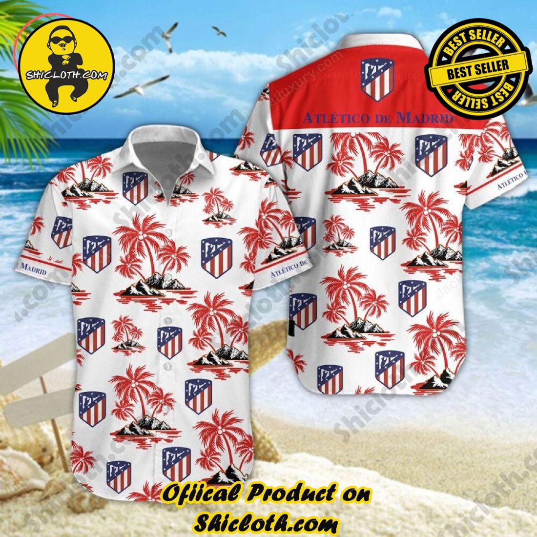 Atletico Madrid Laliga Palm Tree Hawaiian Shirt And Short