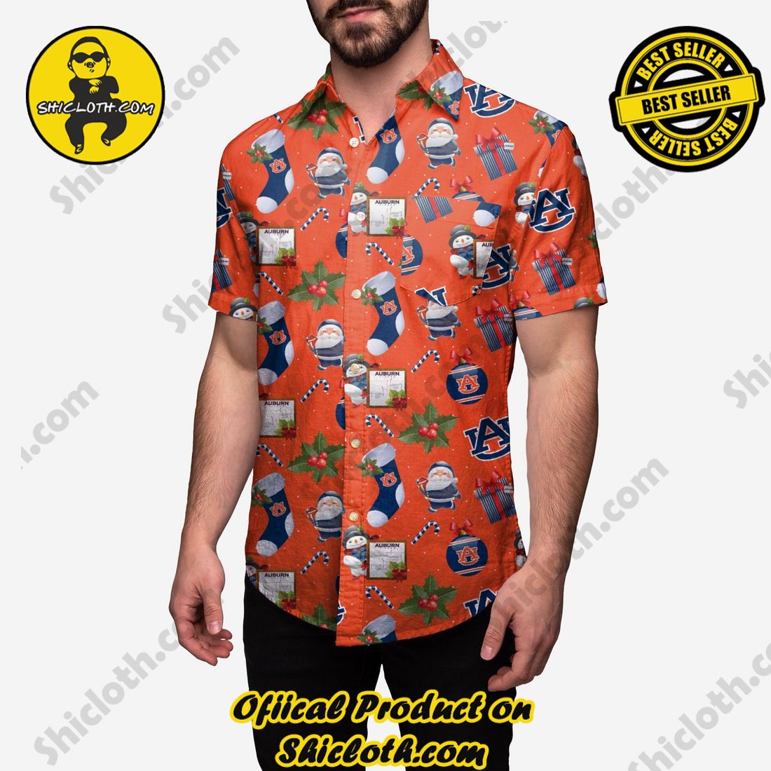 Top Trending Hawaiian Shirt And Short in Shicloth !!! 24 Auburn Tigers Christmas Explosion Button Up Shirt