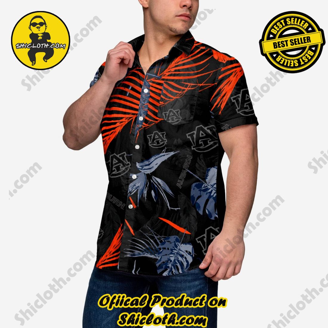 Top Trending Hawaiian Shirt And Short in Shicloth !!! 29 Auburn Tigers Neon Palm Button Up Shirt