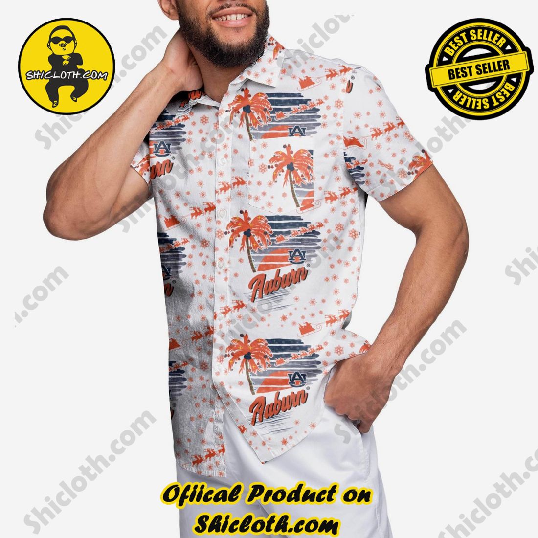 HOT HIT Hawaiian Shirt And Short in Shicloth !!! 2 Auburn Tigers Winter Tropical Button Up Shirt