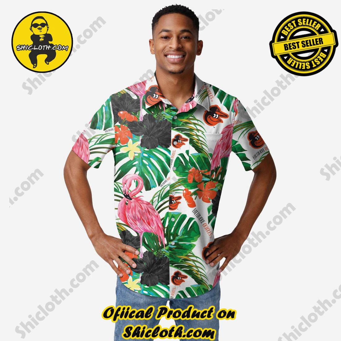 The Best Collection Hawaiian Shirt And Short in Shicloth !!! Buy it now 7 Baltimore Orioles Flamingo Button Up Shirt