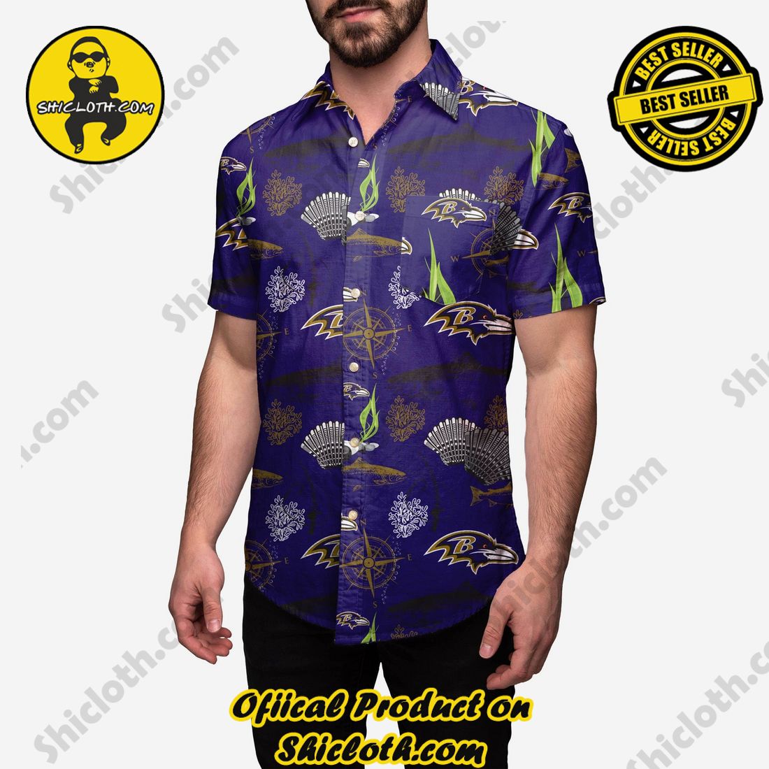 Baltimore Ravens Floral Button Up Shirt