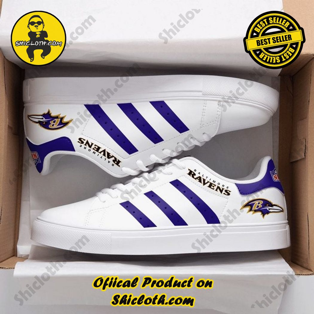 Hot Trending Stan Smith Shoes in Shicloth Store for Christmas 2 Baltimore Ravens NFL White Purple Adidas Stan Smith Shoes
