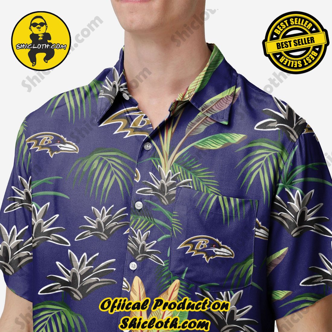 Baltimore Ravens Victory Vacay Button Up Shirt 3 Baltimore Ravens Victory Vacay Button Up Shirt - Image 3