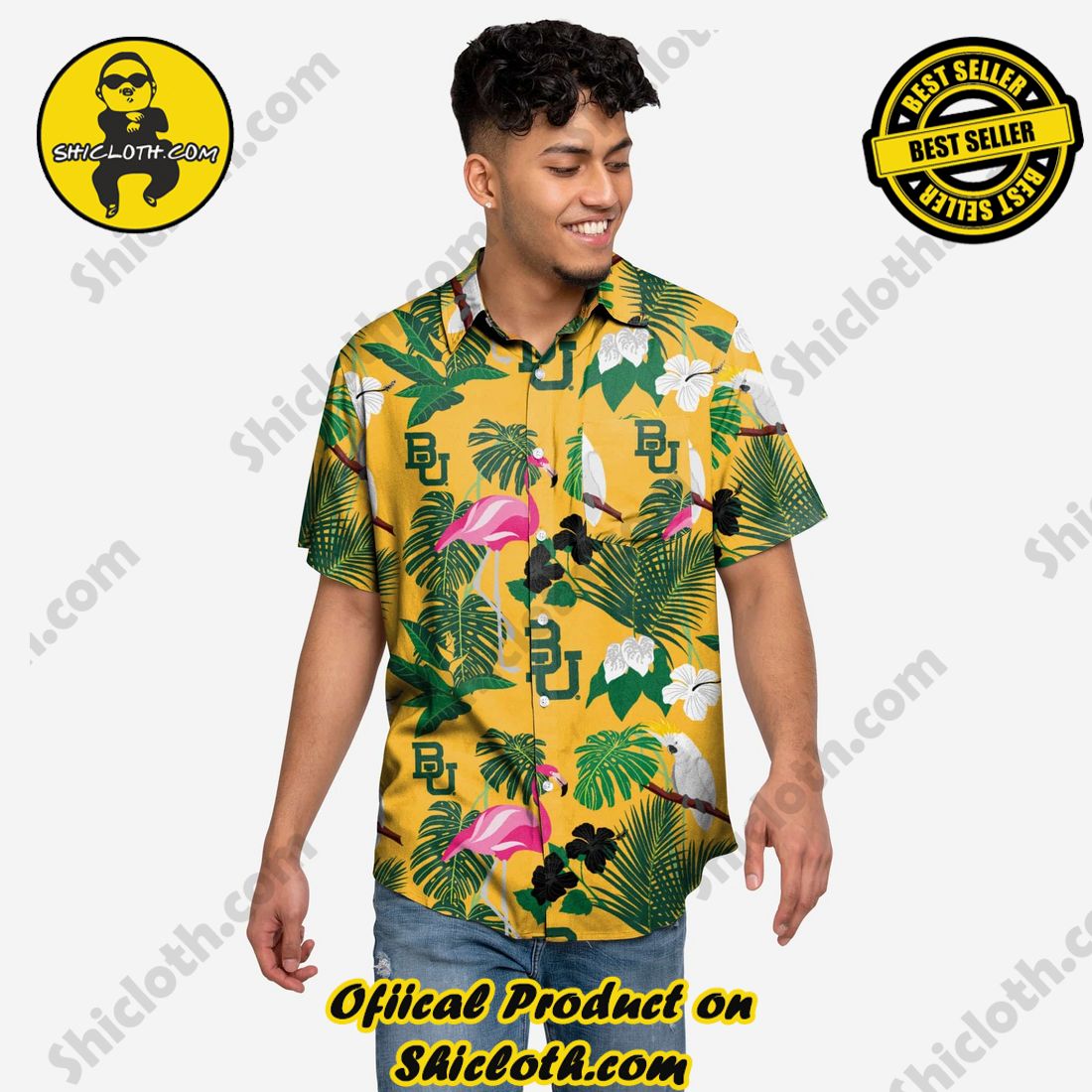 HOT HIT Hawaiian Shirt And Short in Shicloth !!! 3 Baylor Bears Floral Button Up Shirt
