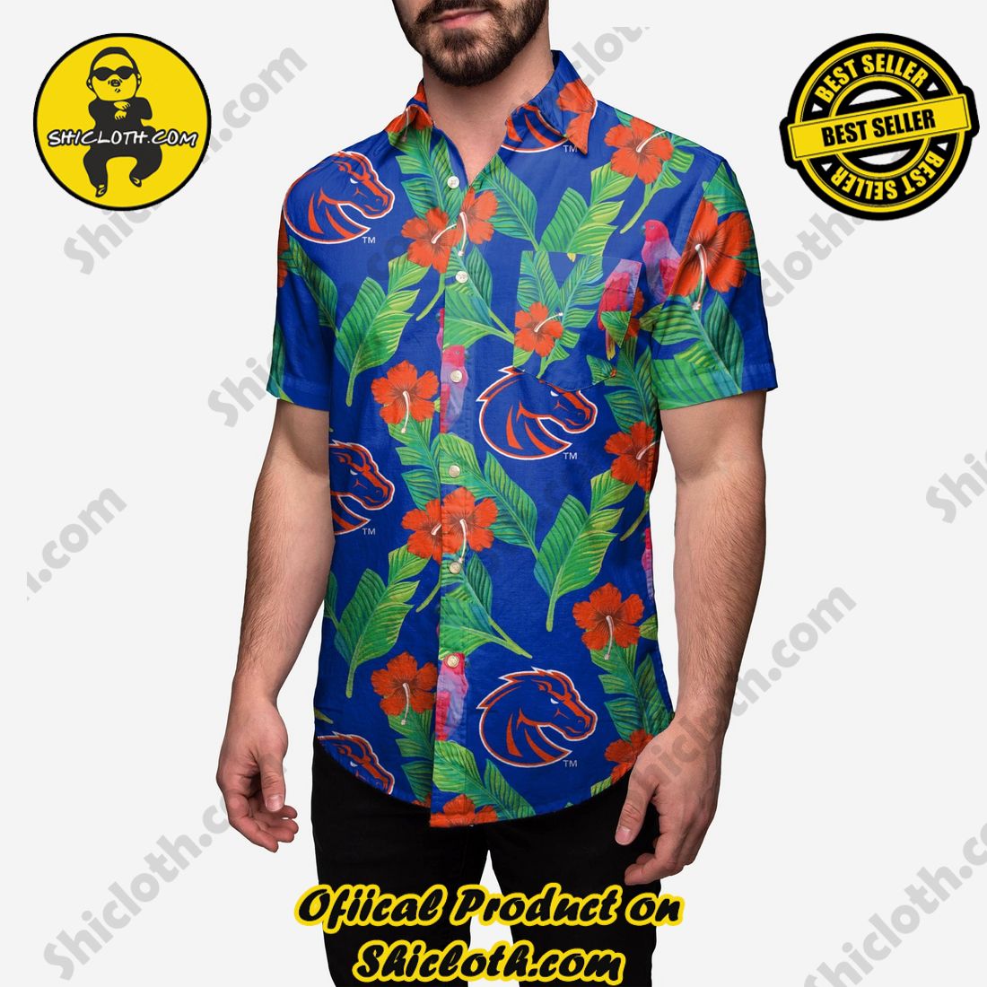 HOT HIT Hawaiian Shirt And Short in Shicloth !!! 5 Boise State Broncos Floral Button Up Shirt