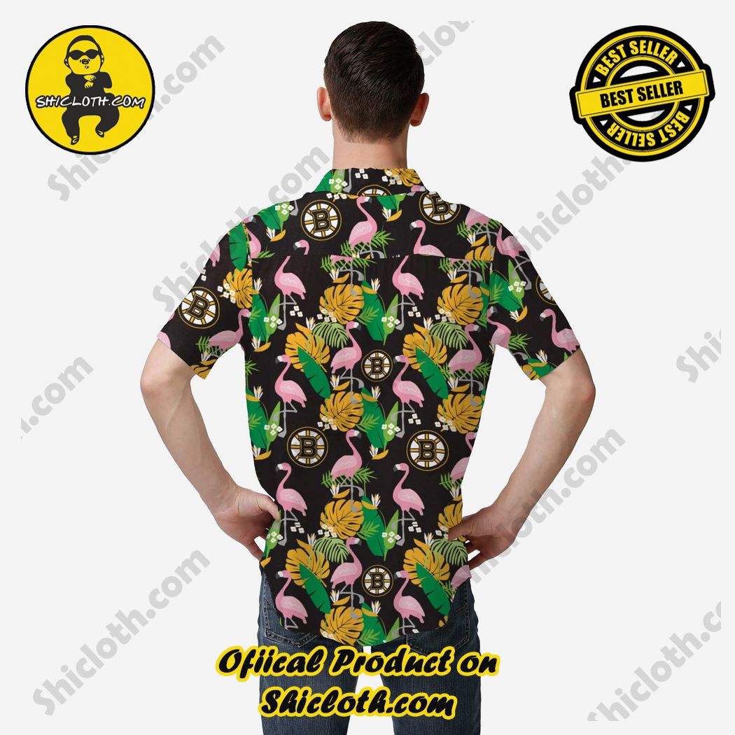 Boston Bruins Floral Button Up Hawaiian Shirt 3 Boston Bruins Floral Button Up Hawaiian Shirt - Image 3