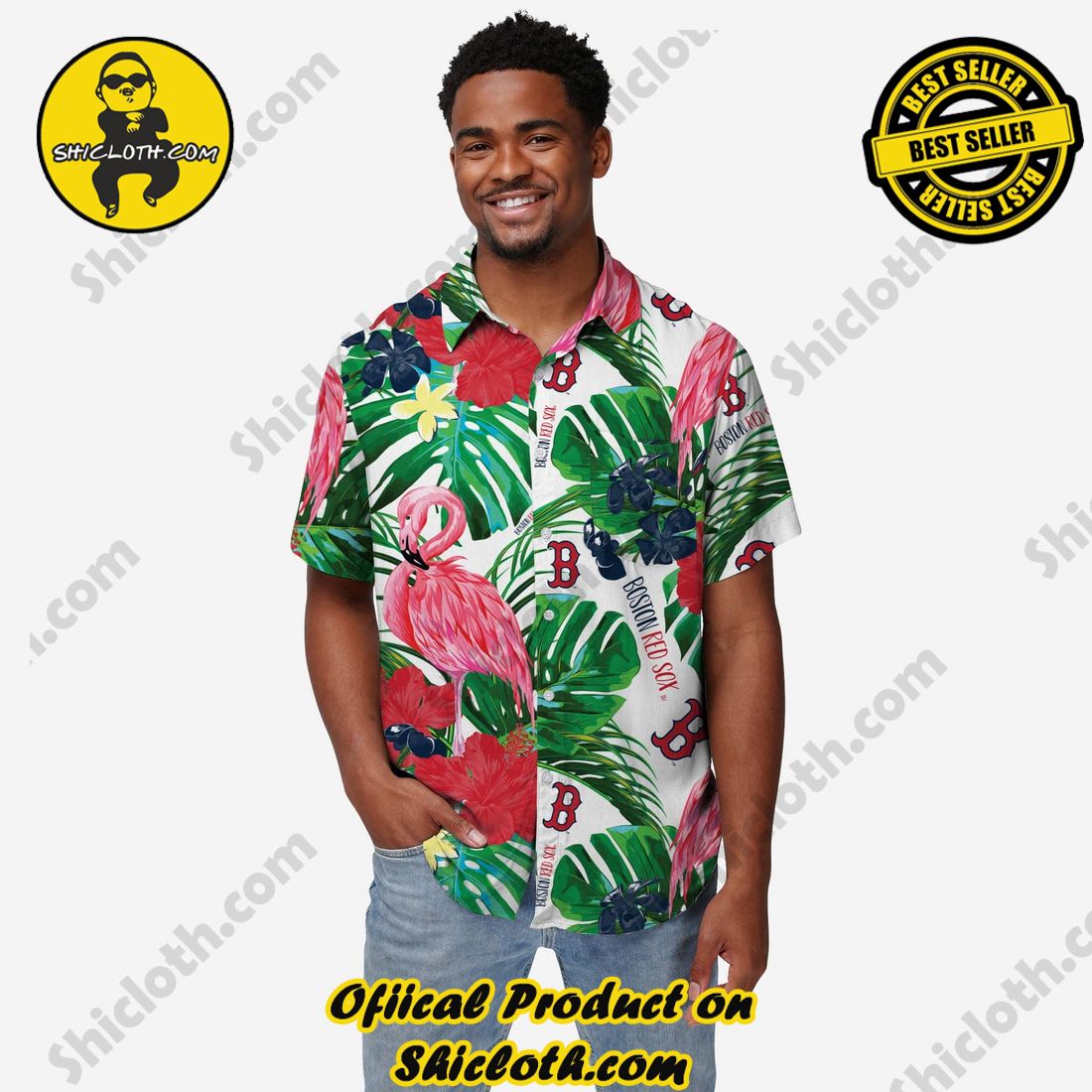 The Best Collection Hawaiian Shirt And Short in Shicloth !!! Buy it now 10 Boston Red Sox Flamingo Button Up Shirt