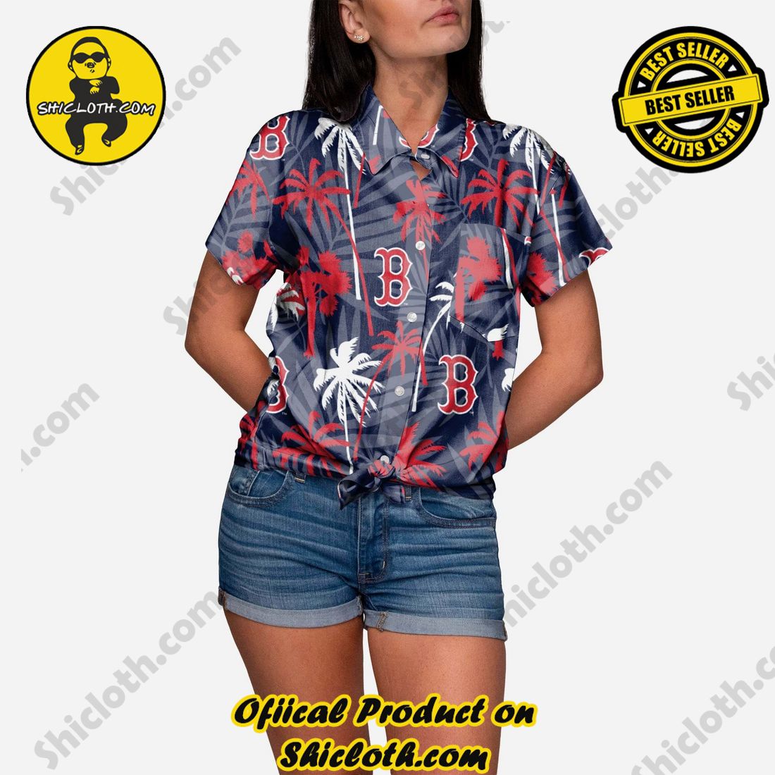 The Best Collection Hawaiian Shirt And Short in Shicloth !!! Buy it now 15 Boston Red Sox Tropic of Da Palms Womens Button Up Shirt