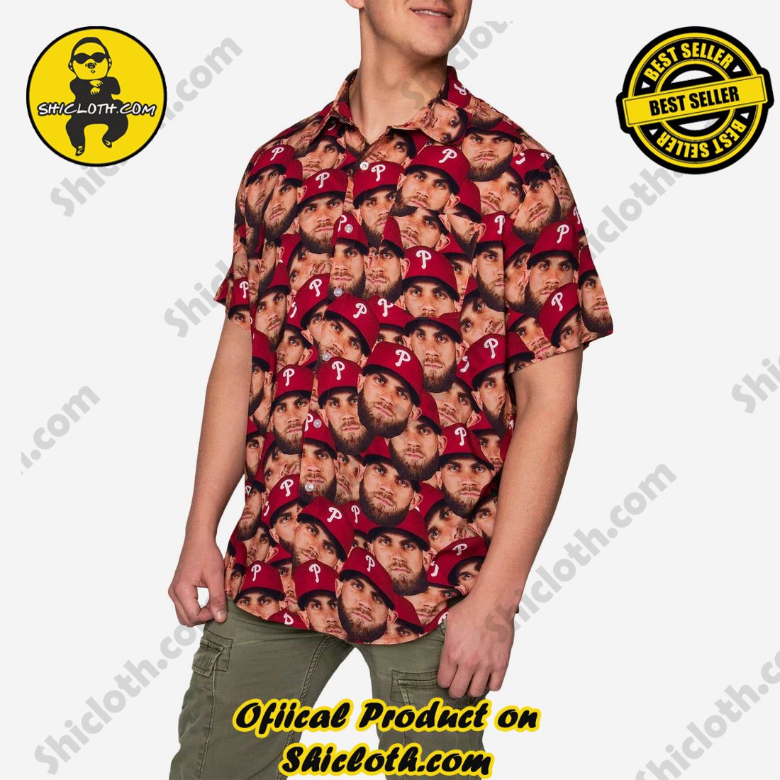 The Best Collection Hawaiian Shirt And Short in Shicloth !!! Buy it now 17 Bryce Harper Philadelphia Phillies Game Face Button Up Shirt