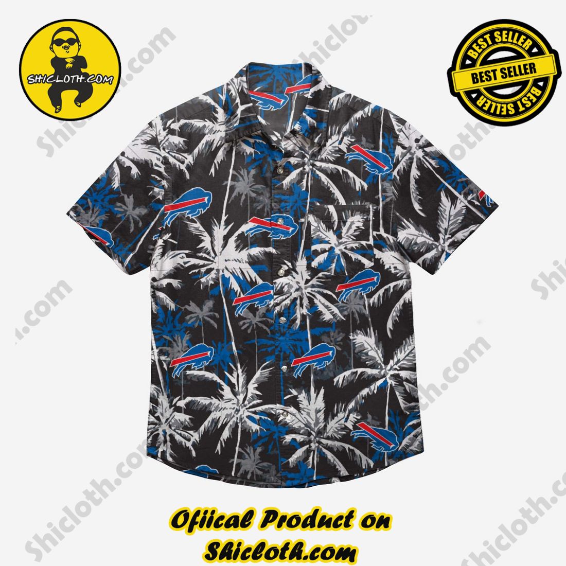Buffalo Bills Black Floral Button Up Shirt 3 Buffalo Bills Black Floral Button Up Shirt - Image 3