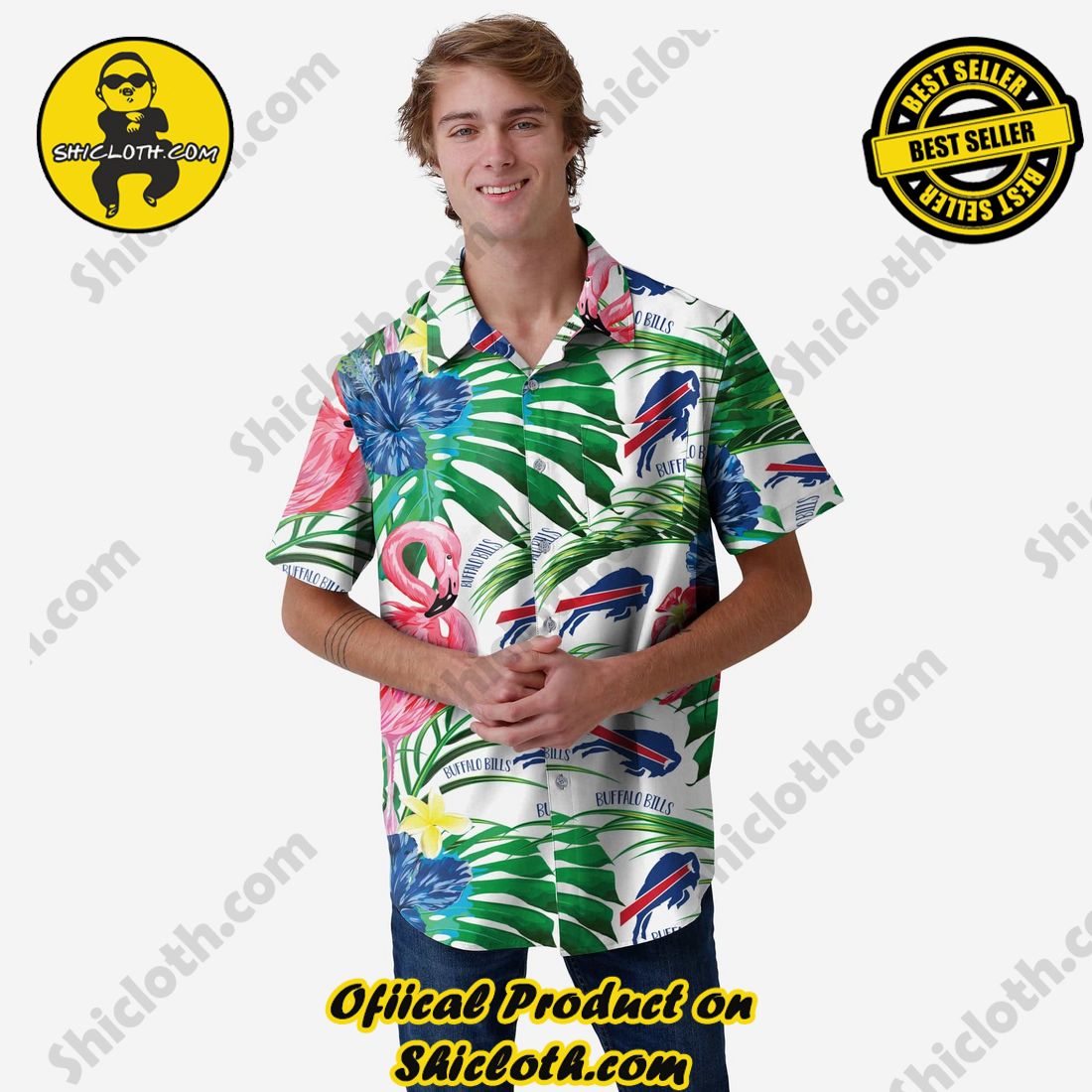 Buffalo Bills Flamingo Button Up Shirt