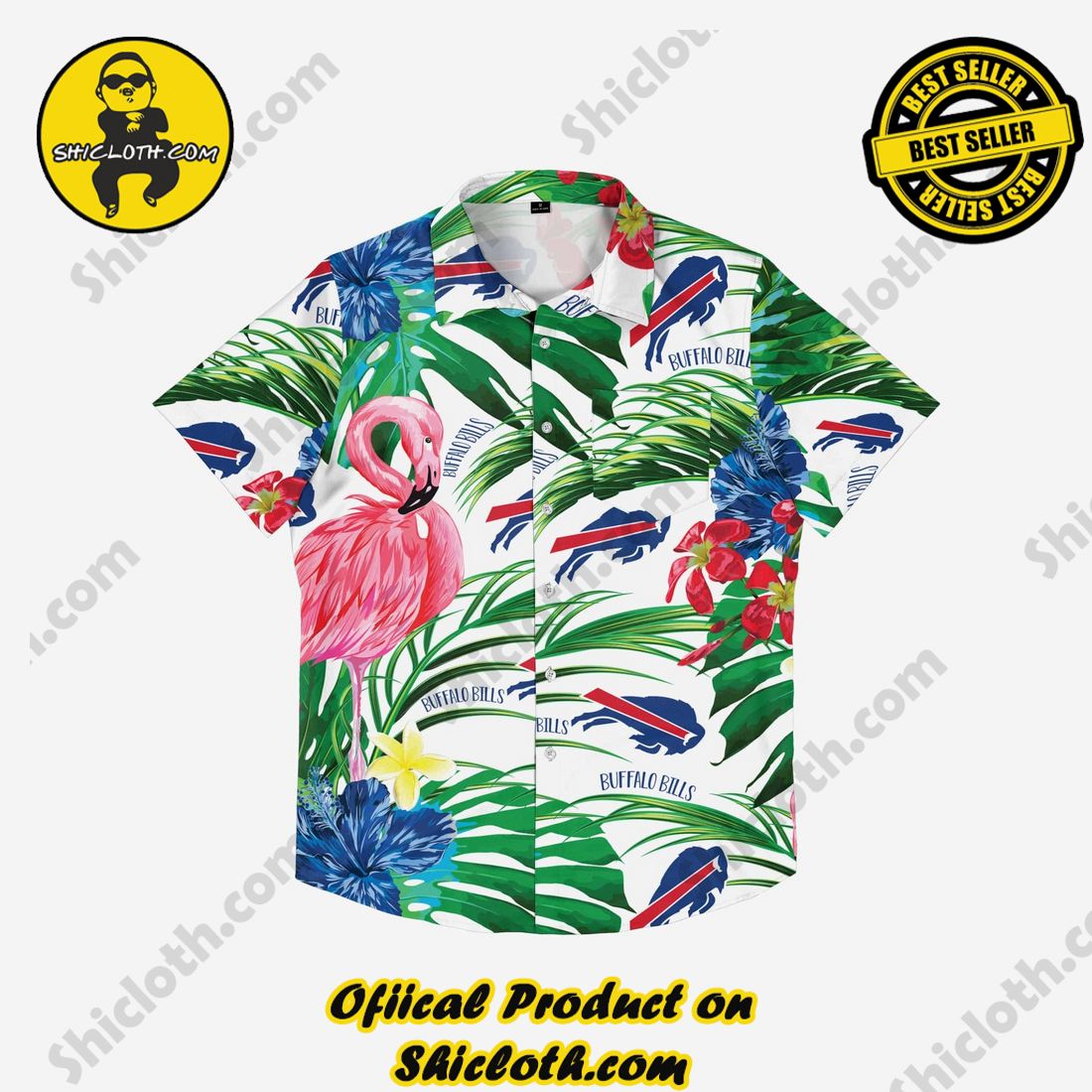 Buffalo Bills Flamingo Button Up Shirt 3 Buffalo Bills Flamingo Button Up Shirt - Image 3