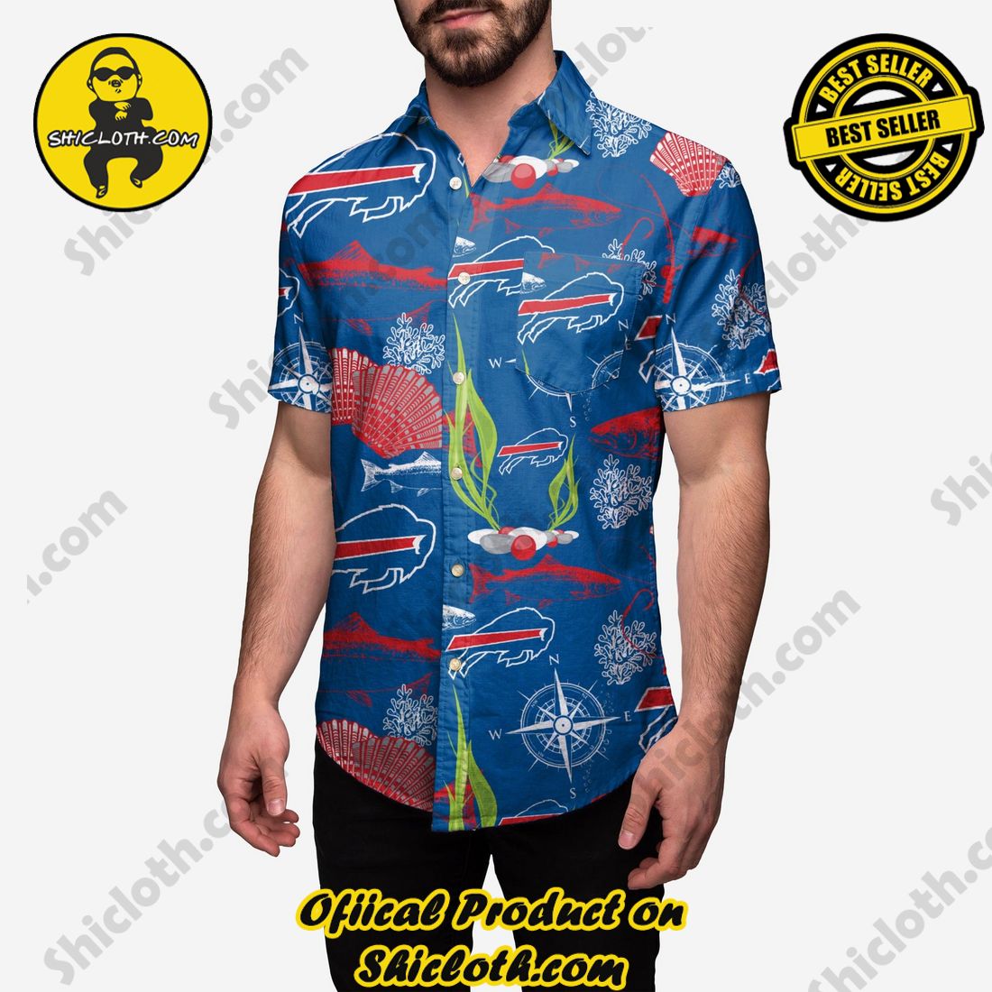 Buffalo Bills Floral Button Up Shirt