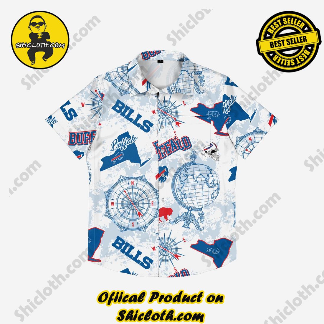 Buffalo Bills Mercader Button Up Shirt 3 Buffalo Bills Mercader Button Up Shirt - Image 3