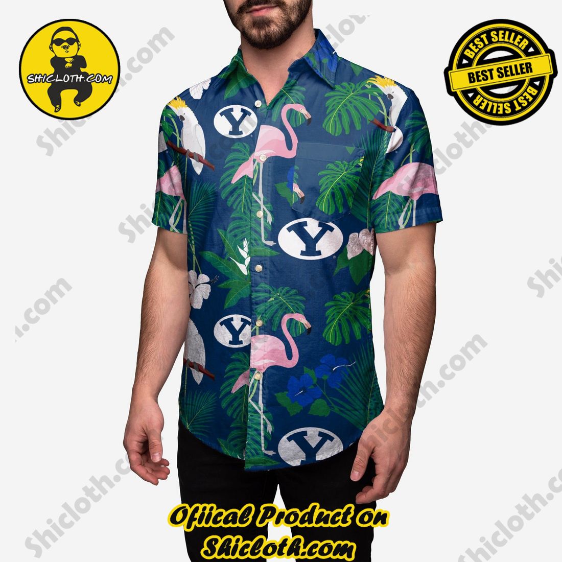 HOT HIT Hawaiian Shirt And Short in Shicloth !!! 7 BYU Cougars Floral Button Up Shirt
