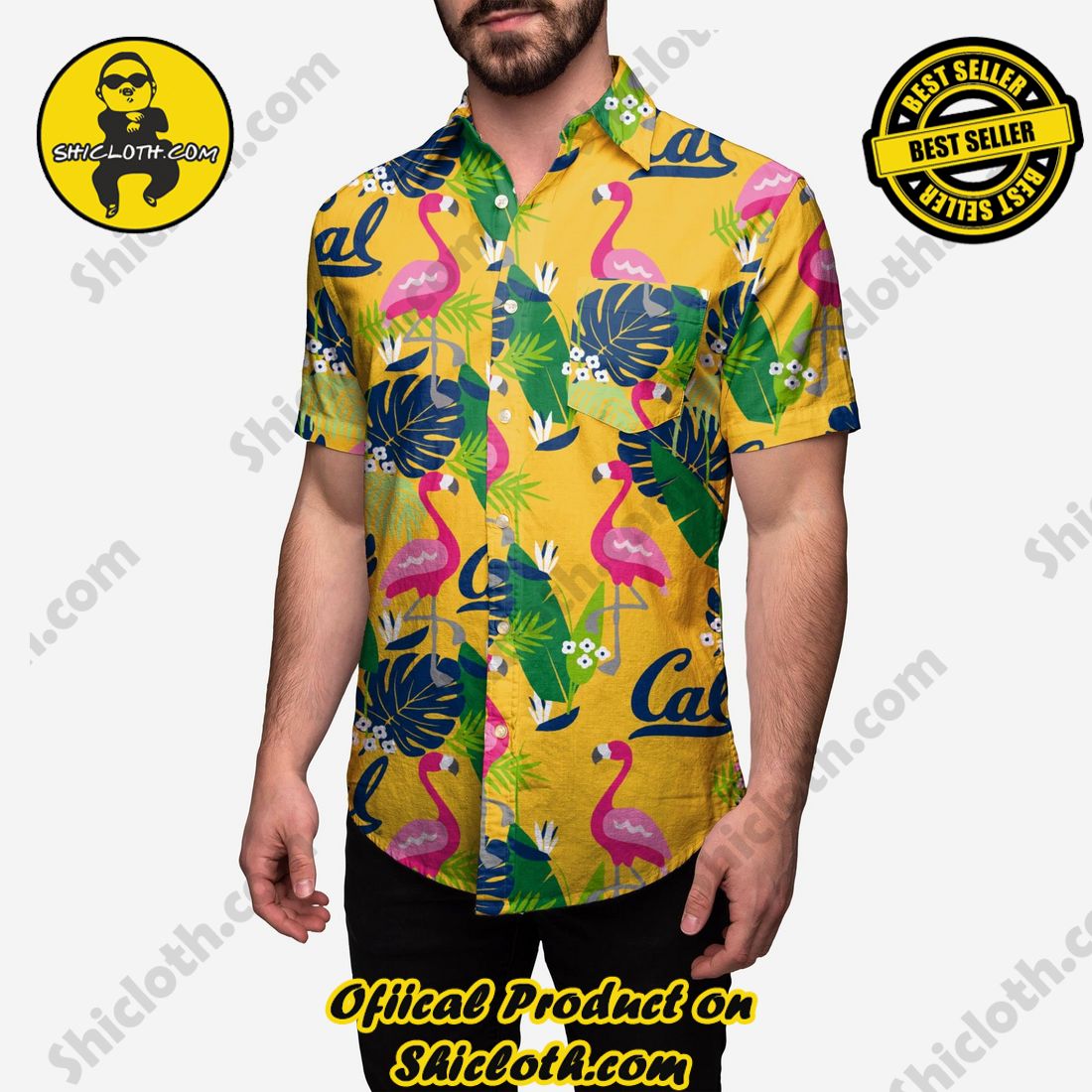 HOT HIT Hawaiian Shirt And Short in Shicloth !!! 8 California Bears Floral Button Up Shirt