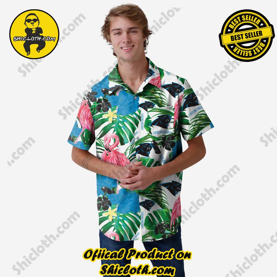 Carolina Panthers Flamingo Button Up Shirt