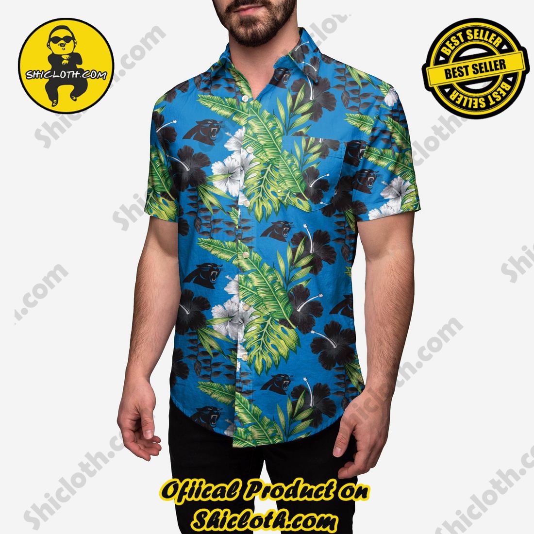 Carolina Panthers Floral Button Up Shirt
