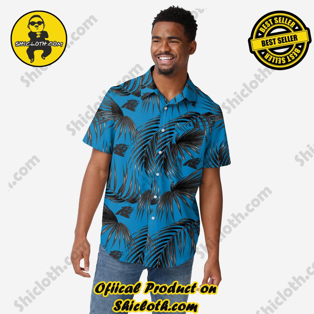 Carolina Panthers Hawaiian Button Up Shirt