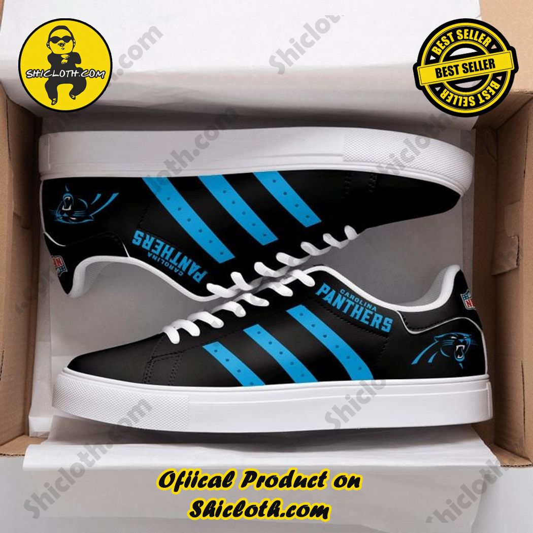 Hot Trending Stan Smith Shoes in Shicloth Store for Christmas 4 Carolina Panthers NFL Black Blue Adidas Stan Smith Shoes