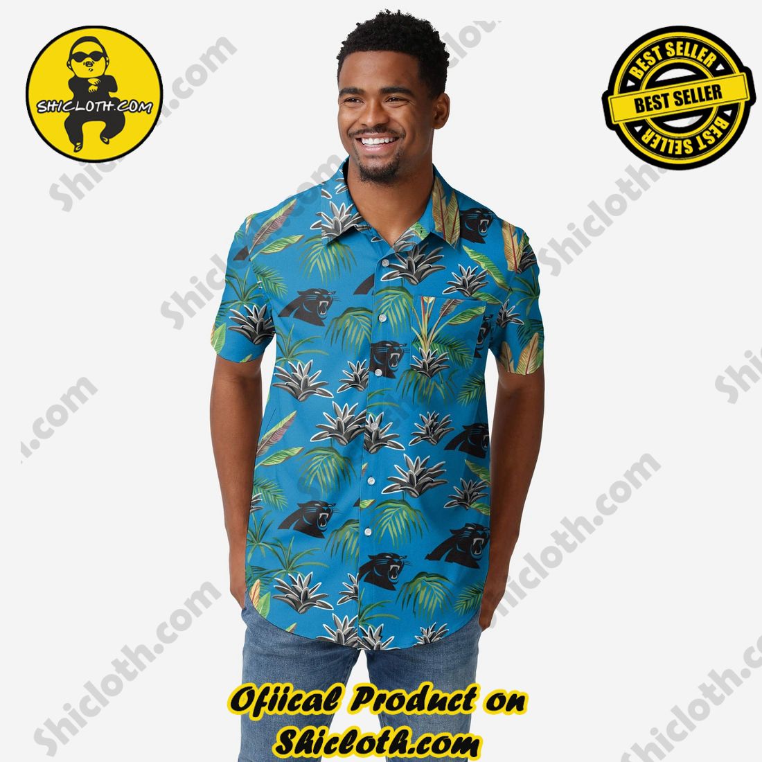 Carolina Panthers Victory Vacay Button Up Shirt
