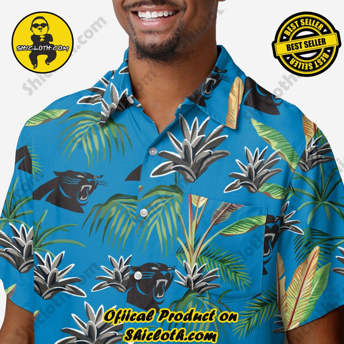 Carolina Panthers Victory Vacay Button Up Shirt 3 Carolina Panthers Victory Vacay Button Up Shirt - Image 3